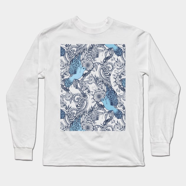 Flight of Fancy - navy, blue, grey Long Sleeve T-Shirt by micklyn